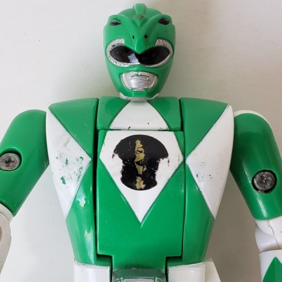 VTG 93 Bandai Mighty Morphin Power Rangers Flip Head Lot of 2 green and yellow - Picture 4 of 9